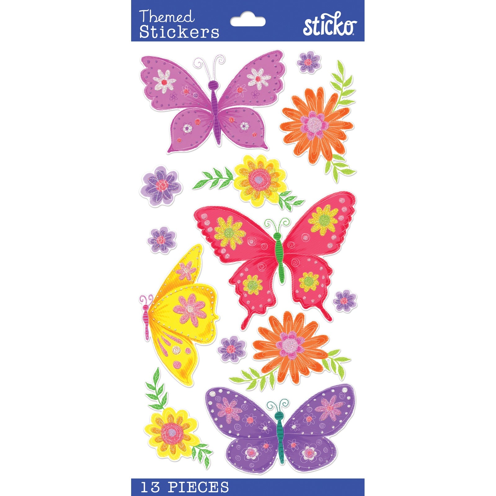 Sticko Themed Stickers - Paper Butterflies, 13pcs