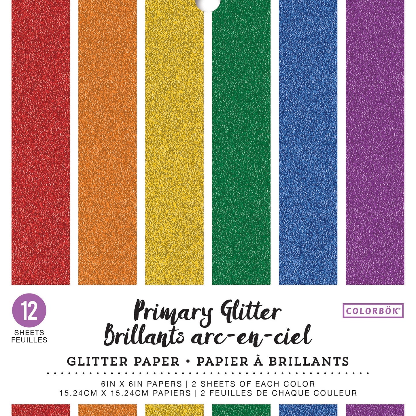 Colorbok Primary 6x6" Glitter Paper Pad