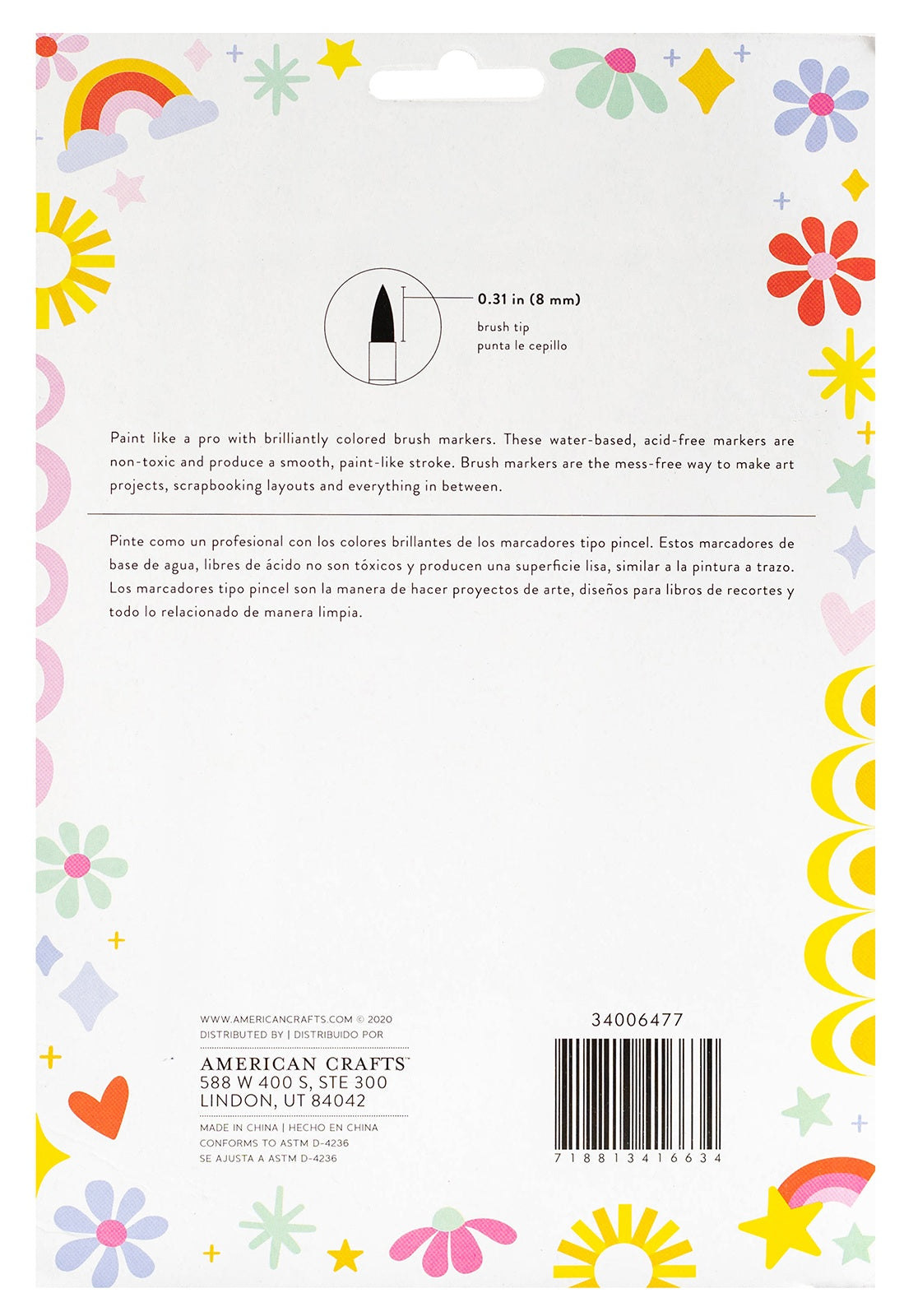 American Crafts Brush Markers 24/Pkg-Flowers