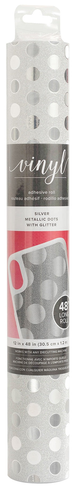 American Crafts Adhesive Vinyl 12"X48"-Silver Large Dots Glitter