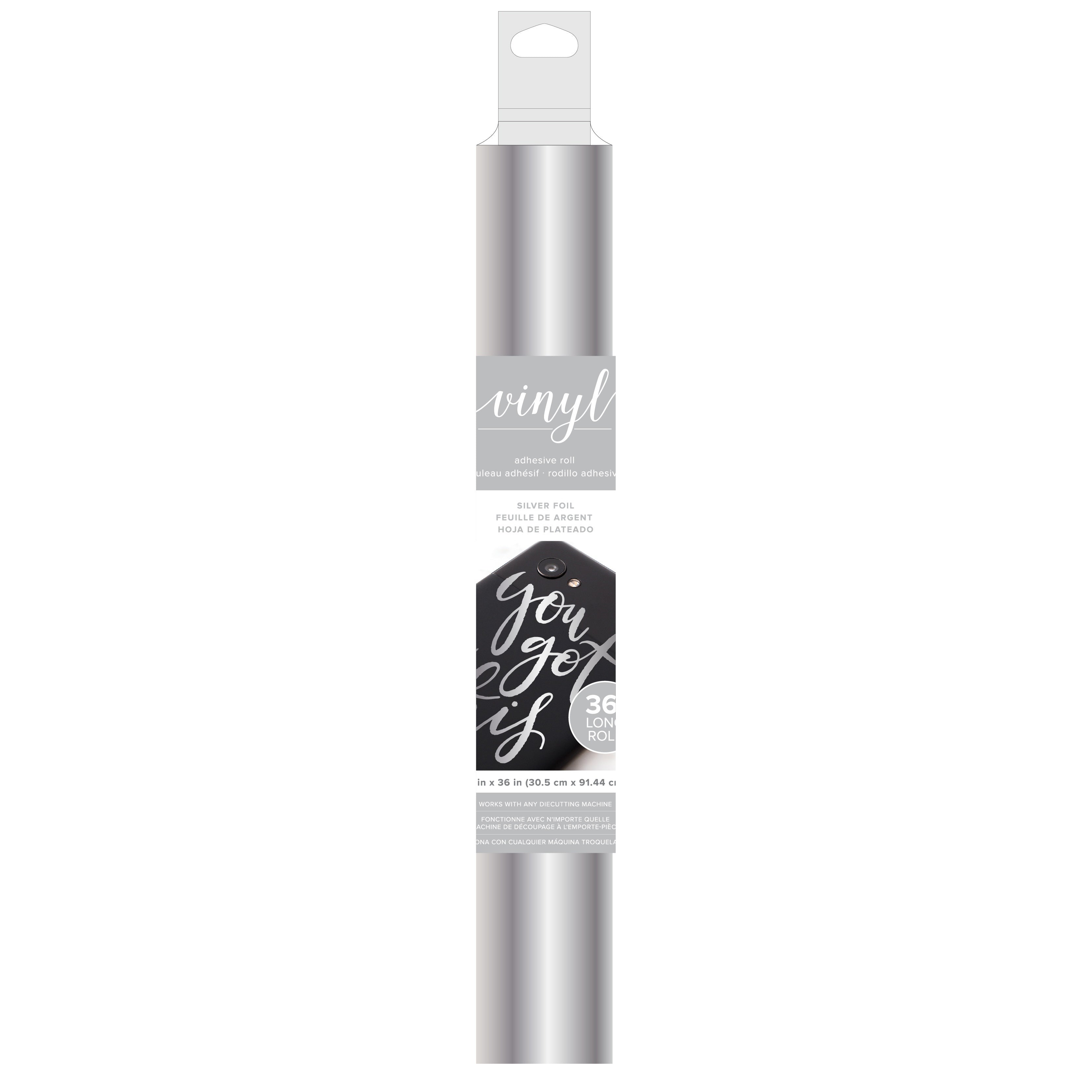 American Crafts Adhesive Vinyl Roll 12"X36"-Silver Foil