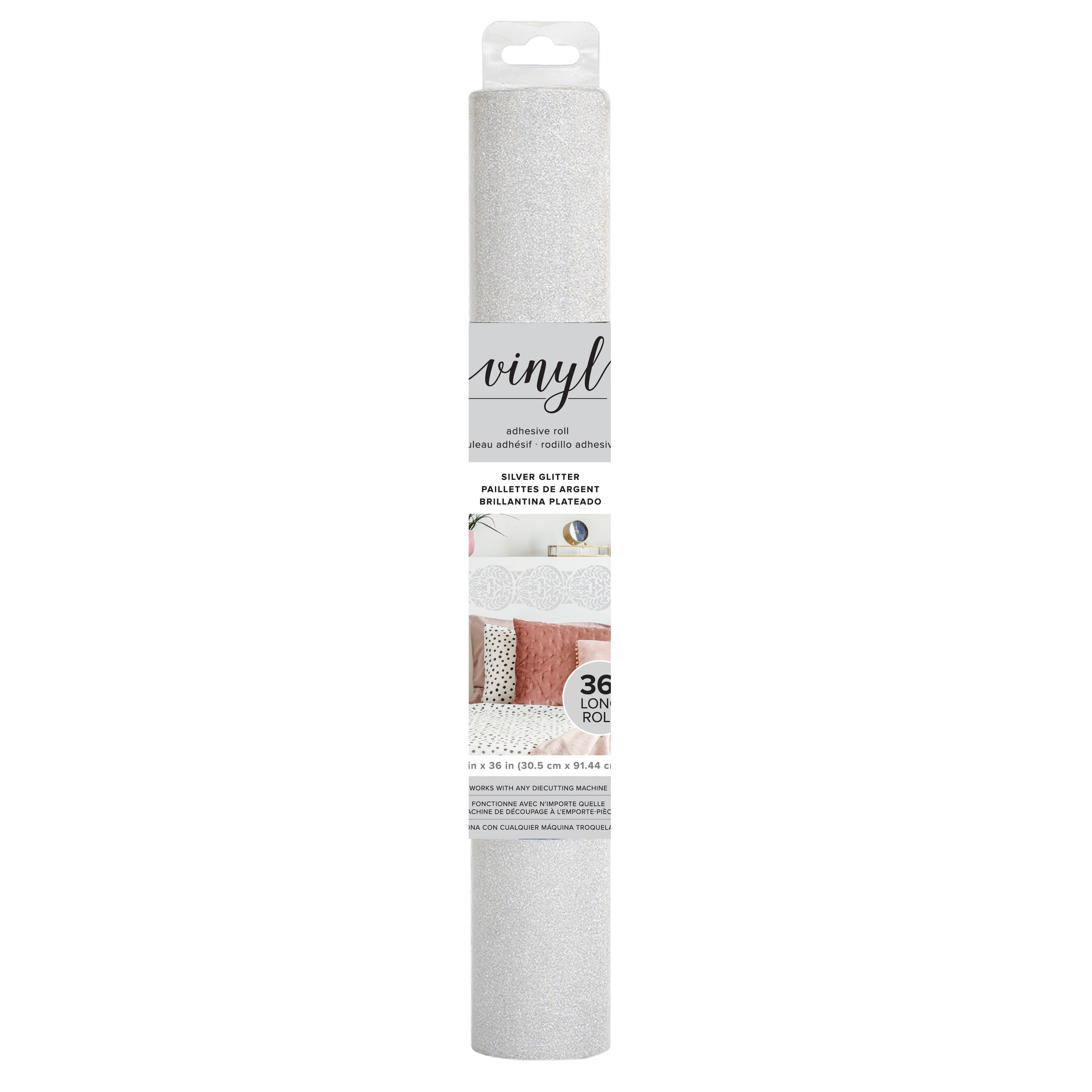 American Crafts Adhesive Vinyl Roll 12"X36"-Silver Glitter