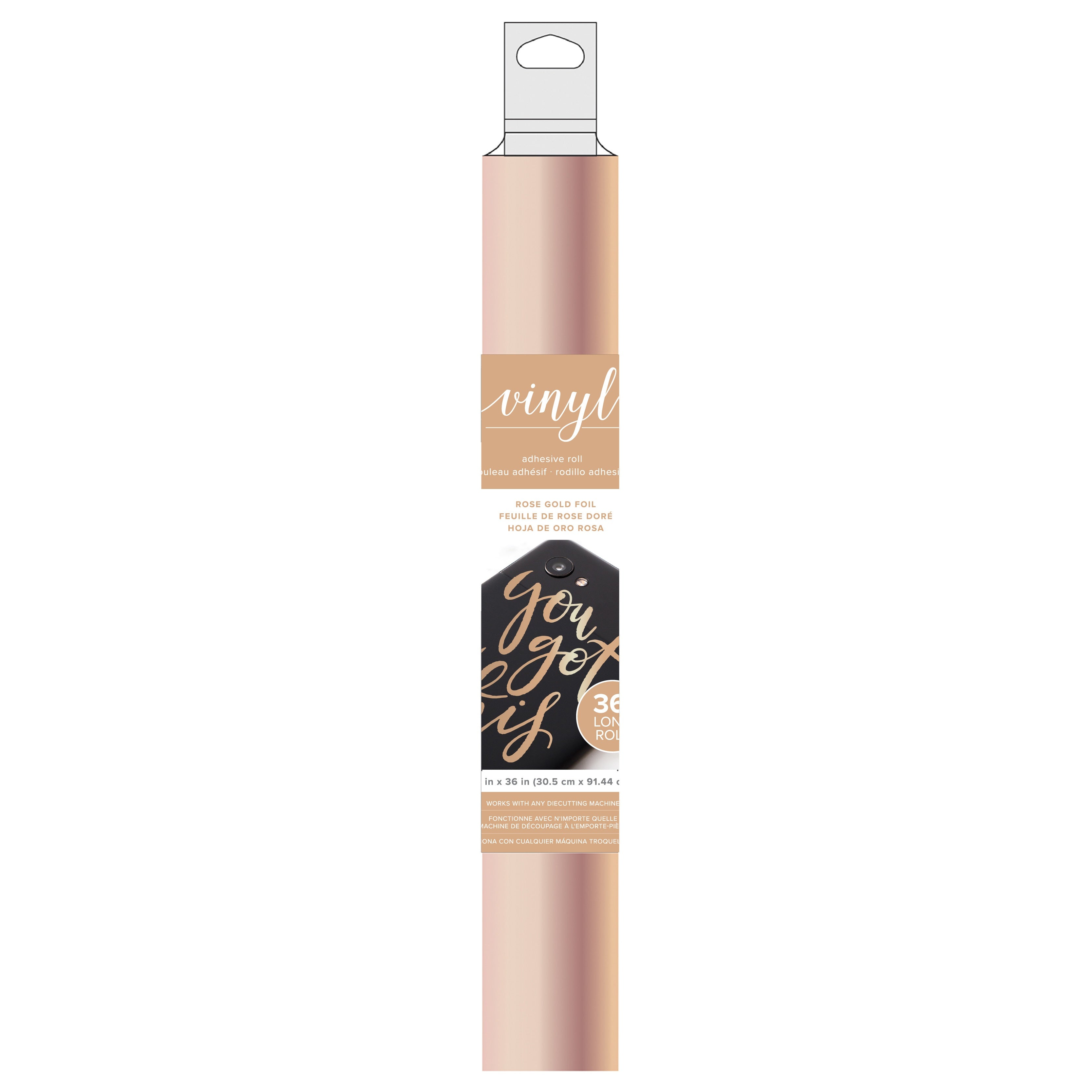 American Crafts Adhesive Vinyl Roll 12"X36"-Rose Gold Foil