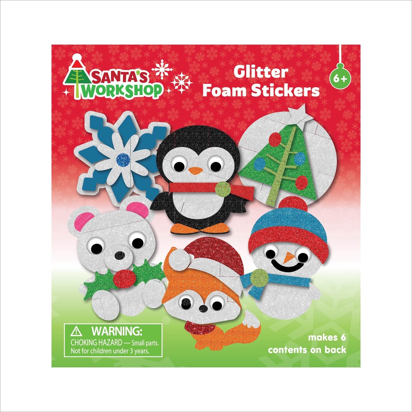 Colorbok Santa's Workshop Glitter Foam Stickers 6/Pkg-Winter