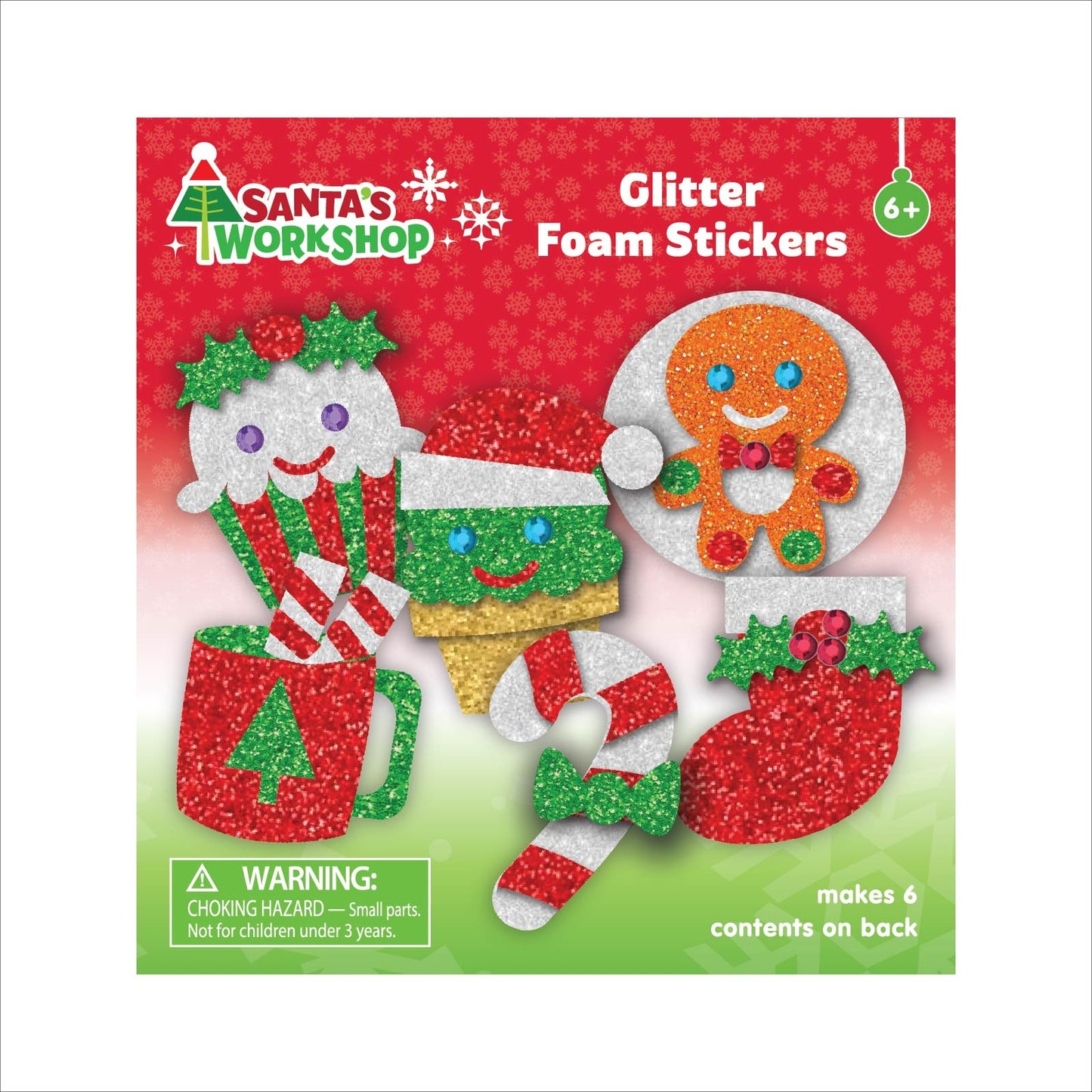 Colorbok Santa's Workshop Glitter Foam Stickers 6/Pkg-Sweets