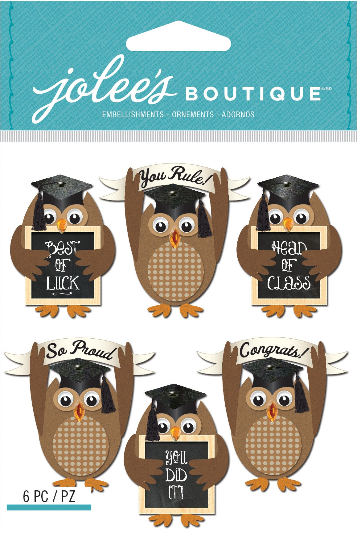 Jolee's Boutique Dimensional Stickers-Graduation Owl