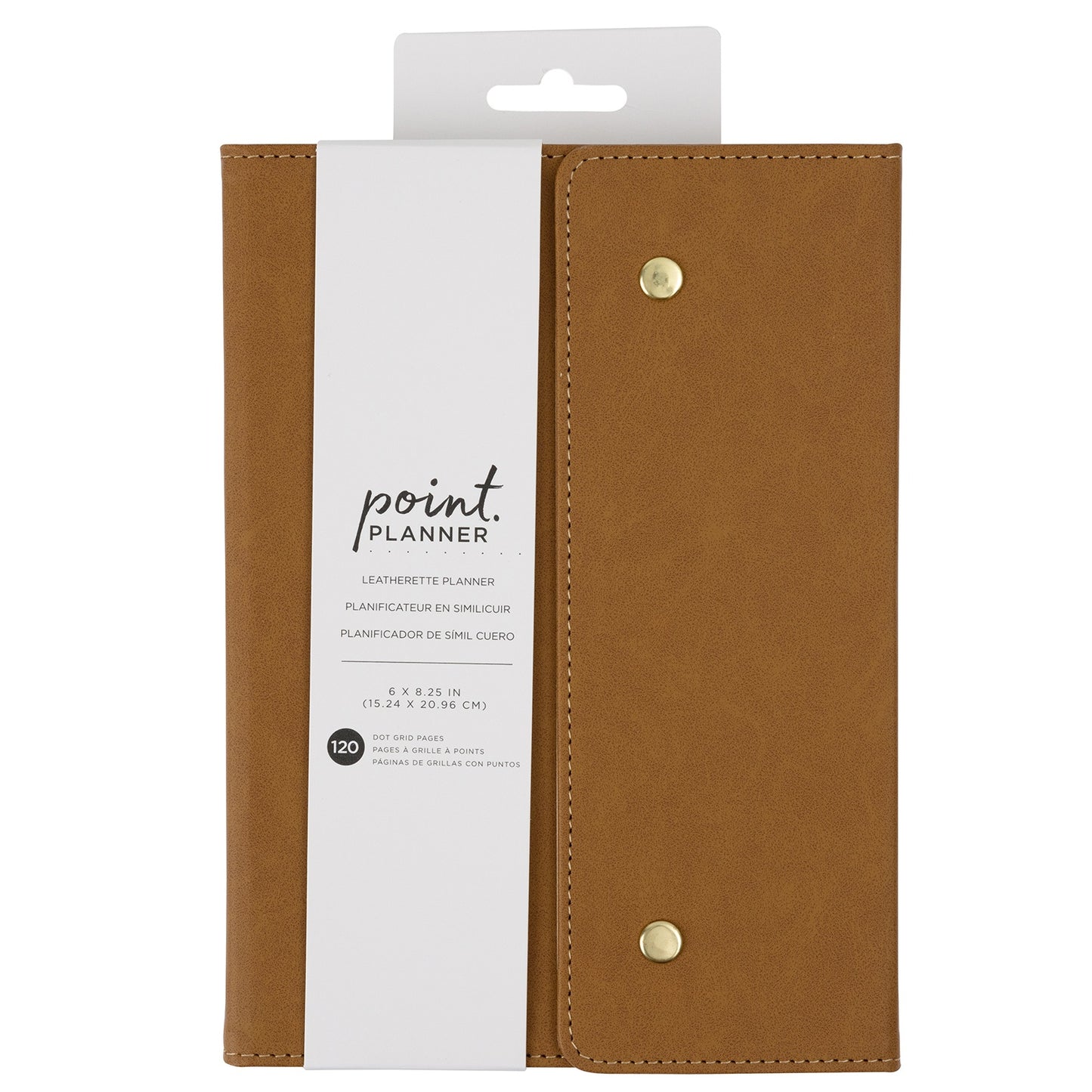 AC Point Planner Snap Leatherette Planner 6"X8"-Brown - Dot Grid - 120 Sheets