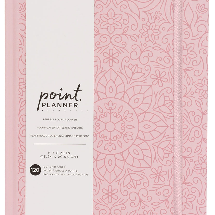 AC Point Planner Perfect Bound Planner 6"X8"-Pink Floral - Dot Grid - 120 Sheets