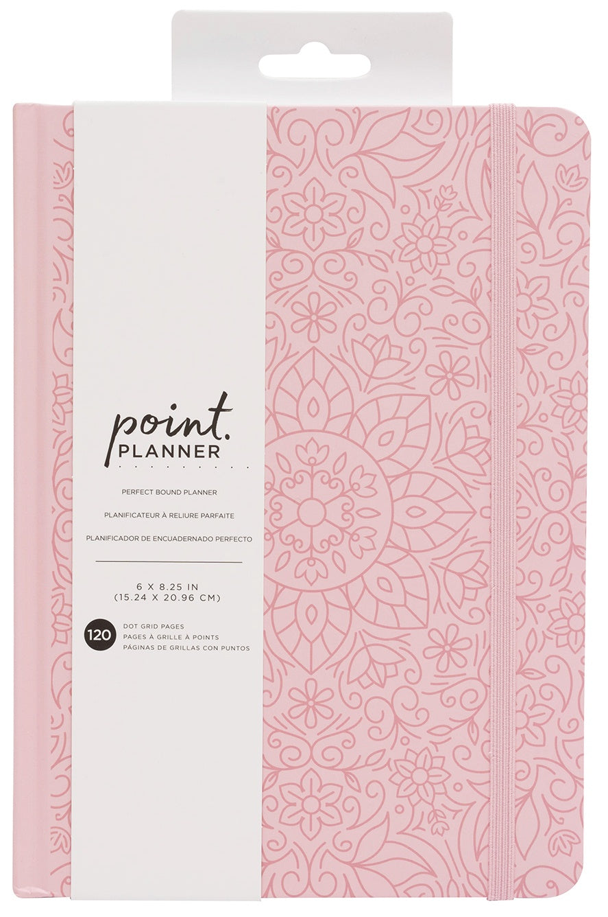 AC Point Planner Perfect Bound Planner 6"X8"-Pink Floral - Dot Grid - 120 Sheets