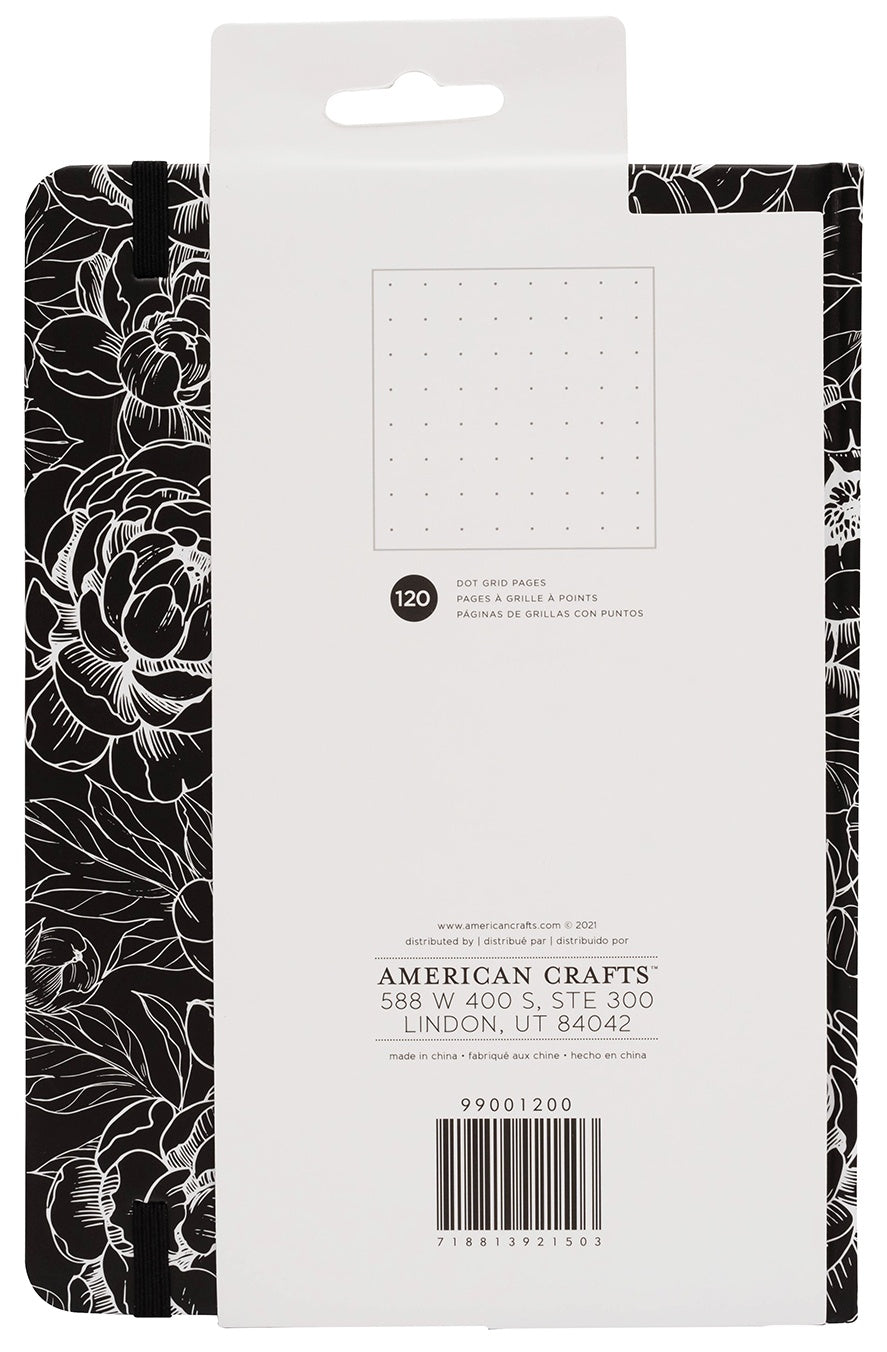 AC Point Planner Perfect Bound Planner 6"X8"-Black & White Floral-Dot Grid-120 Sheets