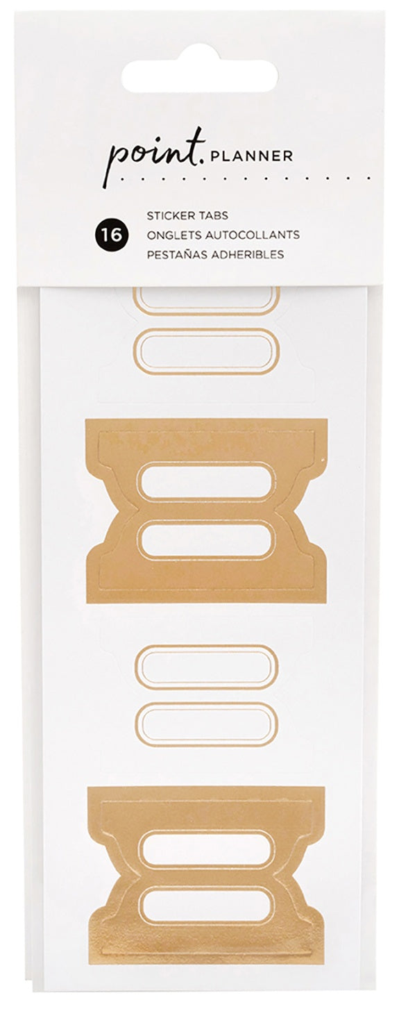 AC Point Planner Sticky Tabs 16/Pkg-W/Gold Foil