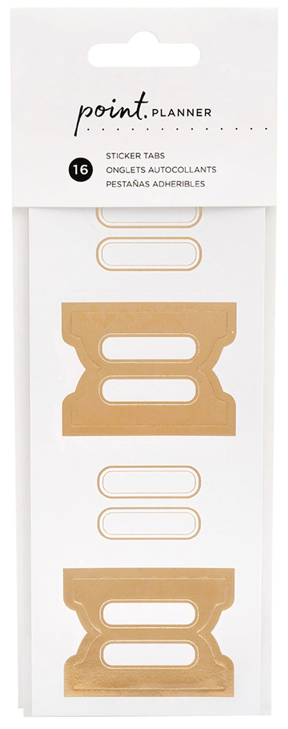 AC Point Planner Sticky Tabs 16 Pack-W/Gold Foil