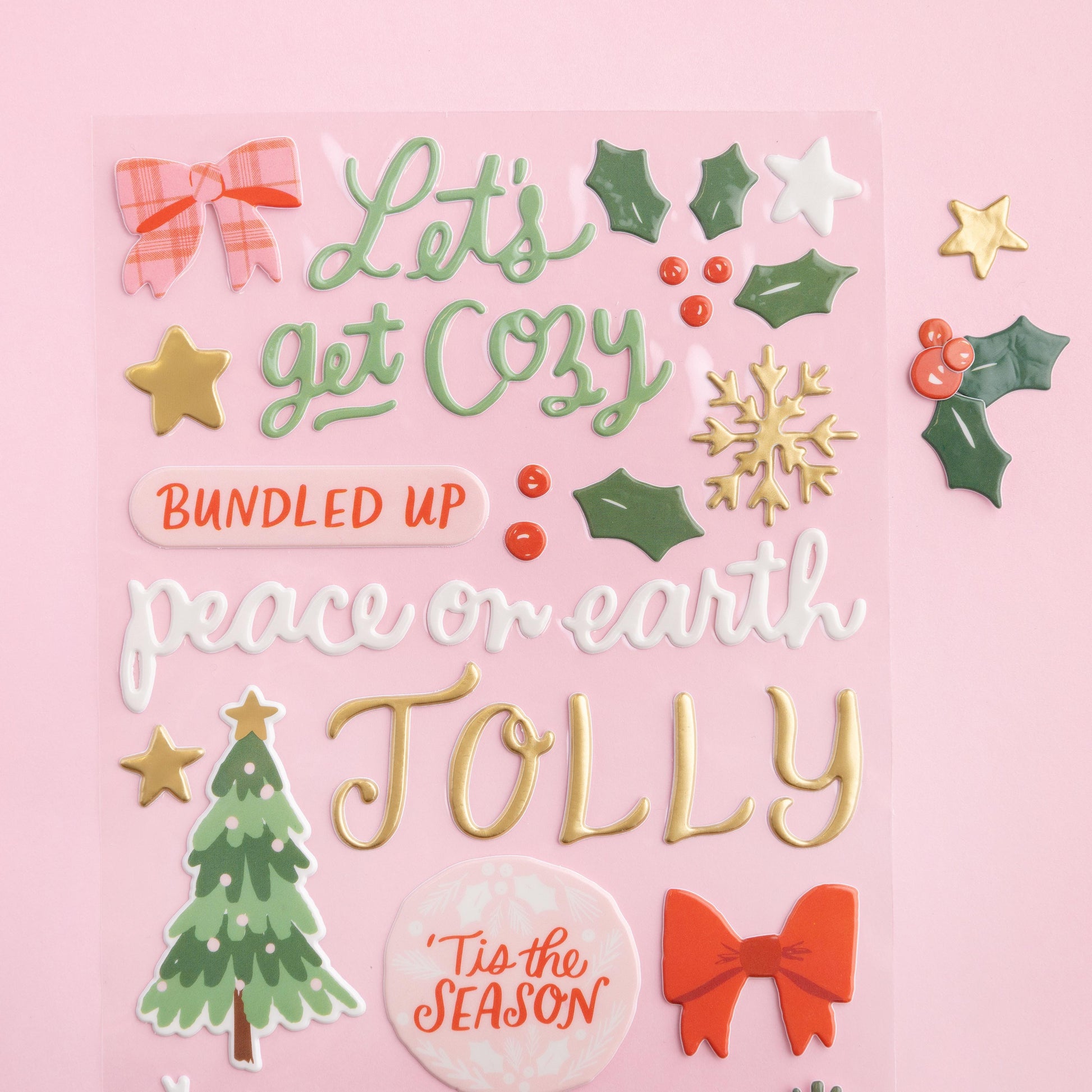 American Crafts - Thickers - Puffy Letter Stickers - Holly Jolly