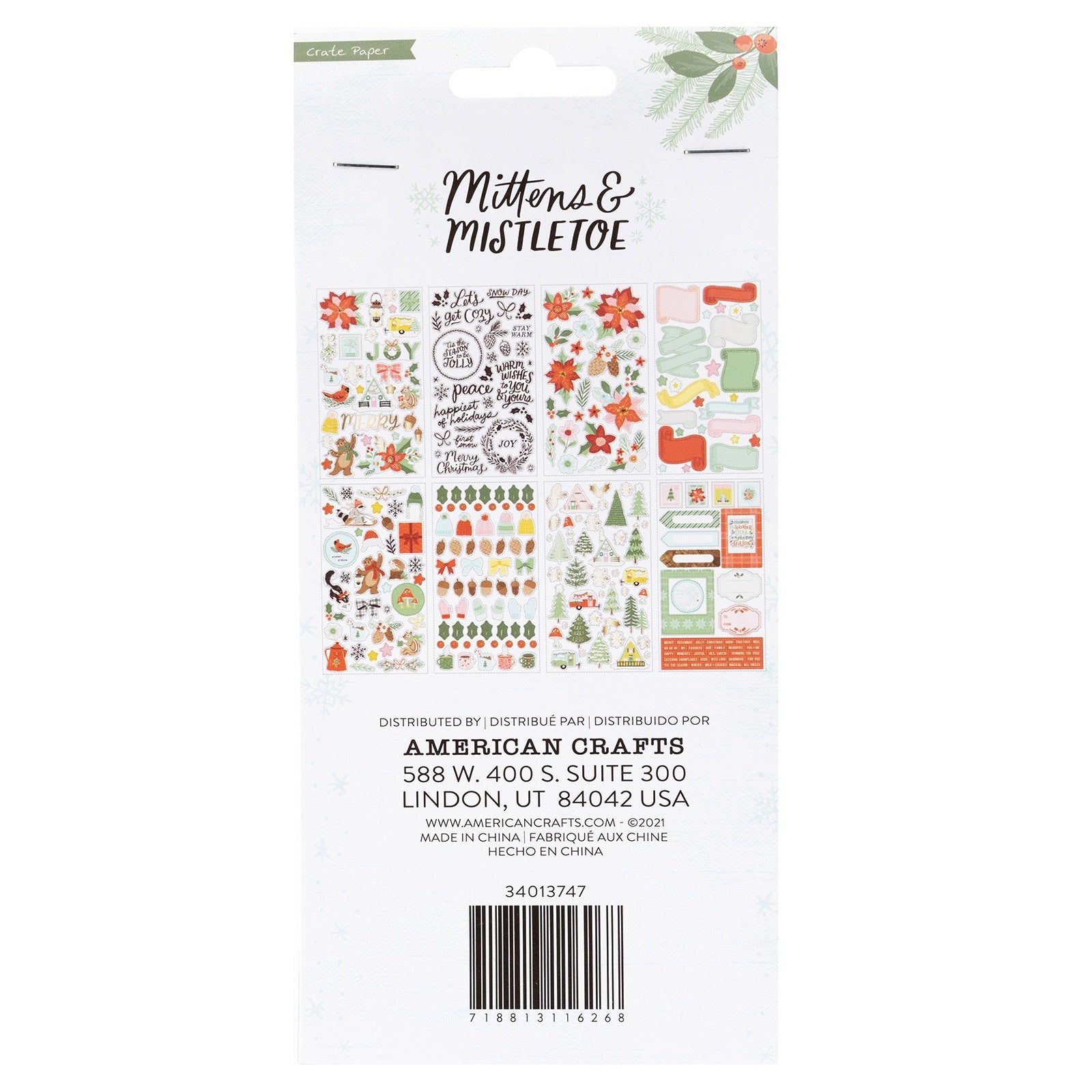 Mittens & Mistletoe Puffy Stickers 58/Pkg – American Crafts