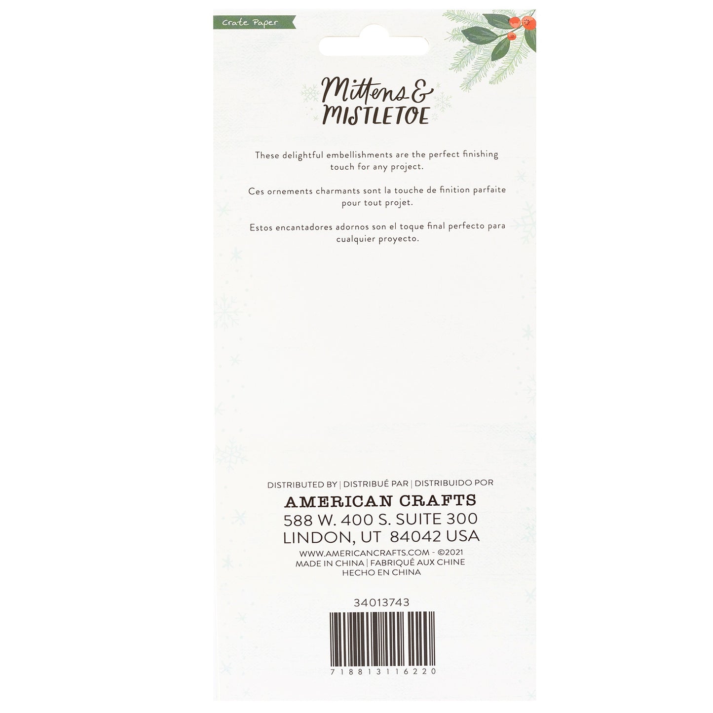 Mittens & Mistletoe Tassels 4/Pkg-W/Charms