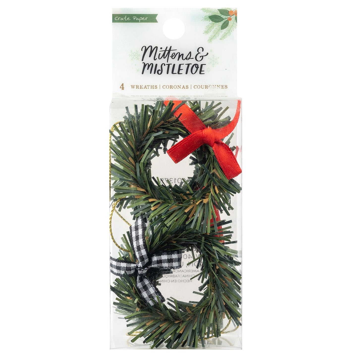 Mittens & Mistletoe Wreaths 4/Pkg