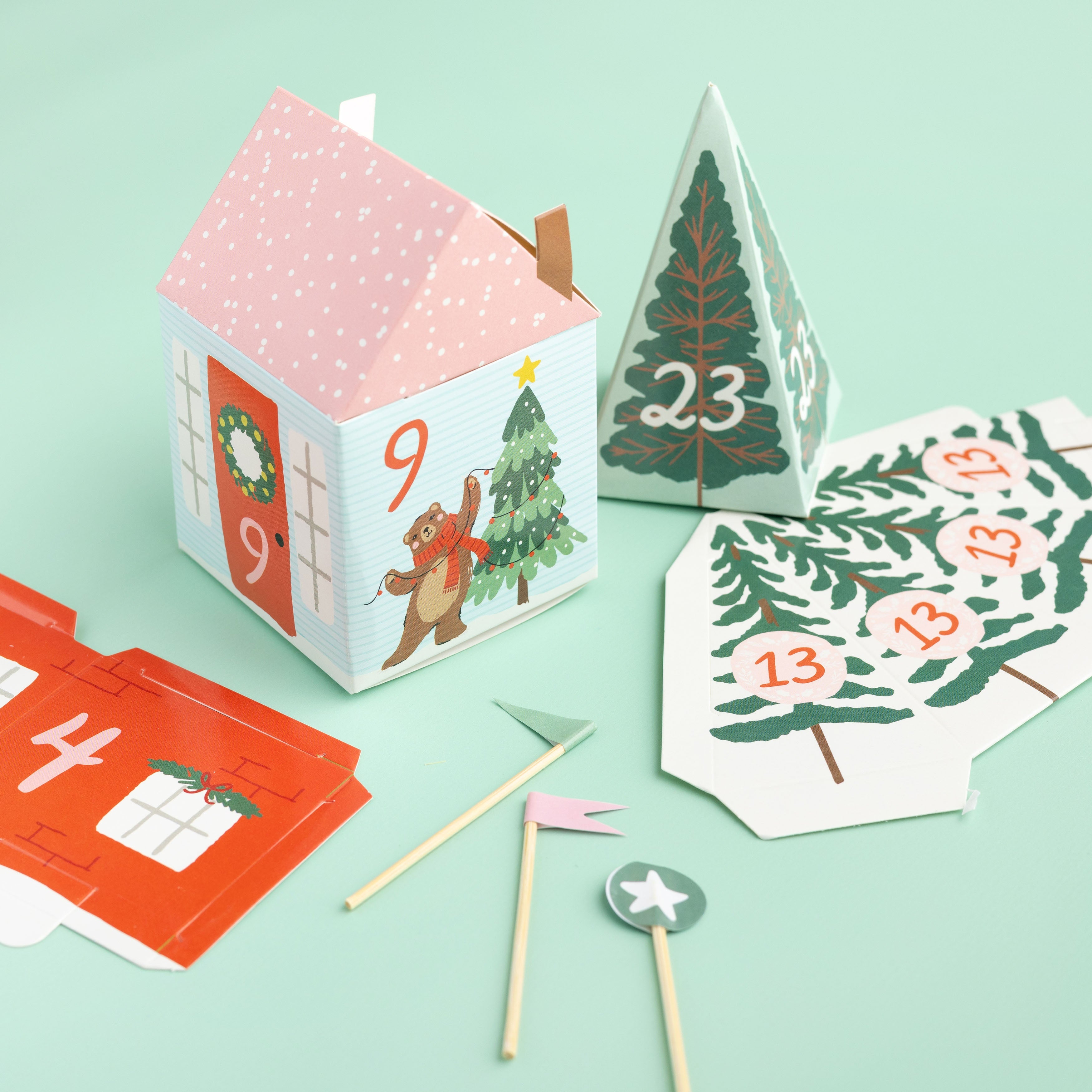 Mittens & Mistletoe 3D Advent Calendar Kit - Makes 25 Houses