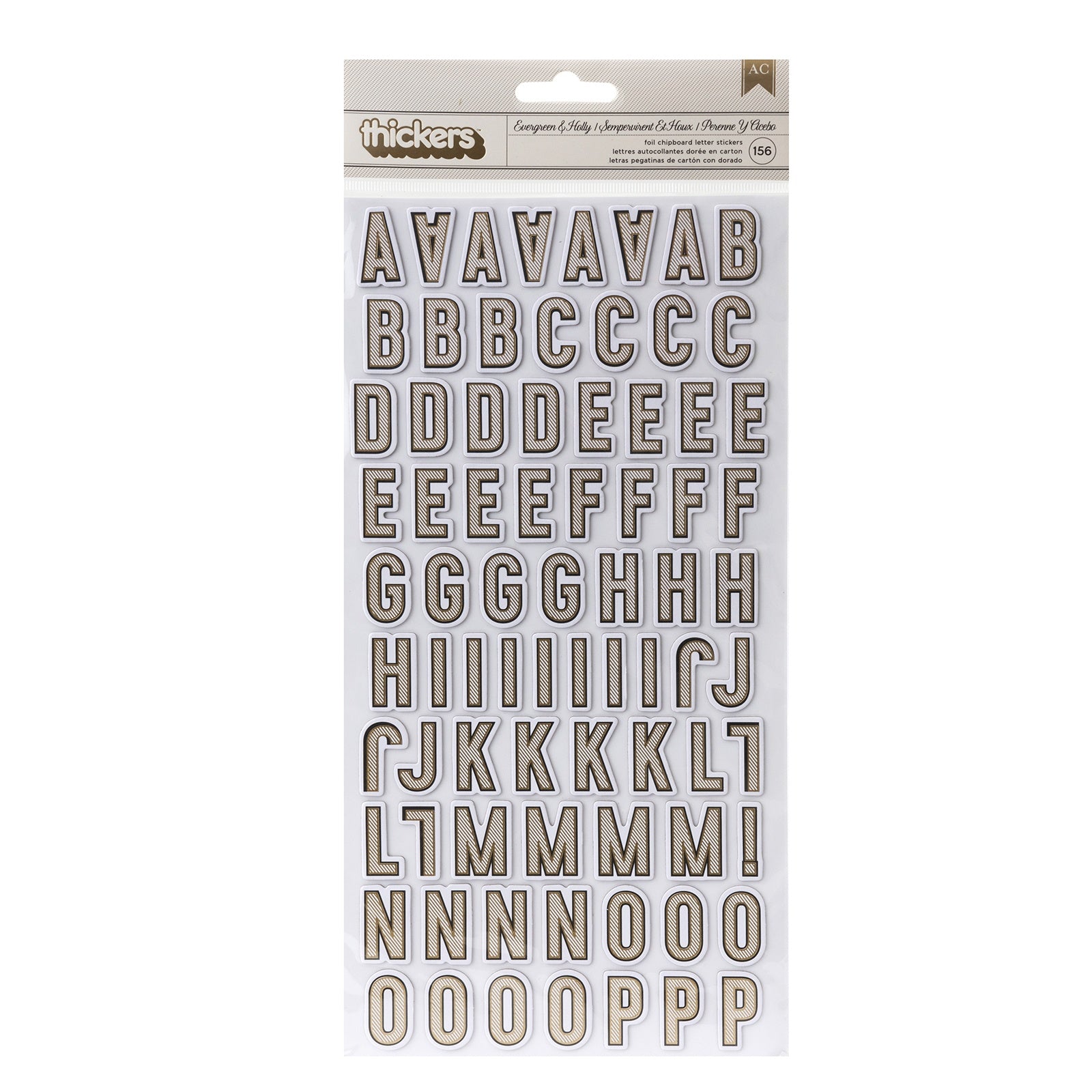 Vicki Boutin Evergreen & Holly Thickers Alphabet Stickers, 156pcs