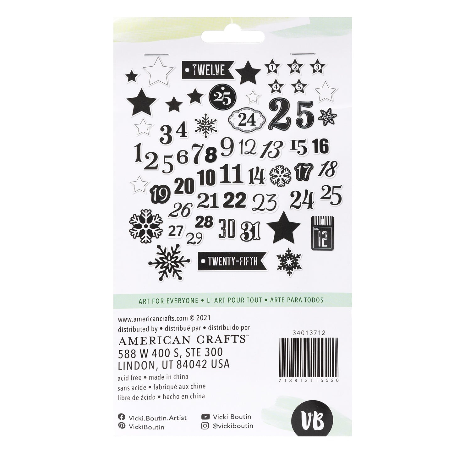 Vicki Boutin Evergreen & Holly Mixed Chipboard Stickers
