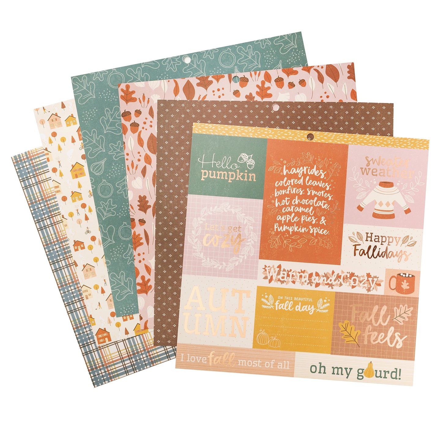 DCWV Double-Sided Cardstock Stack 12"X12" 36/Pkg-Warm & Cozy, W/Rose Gold Foil