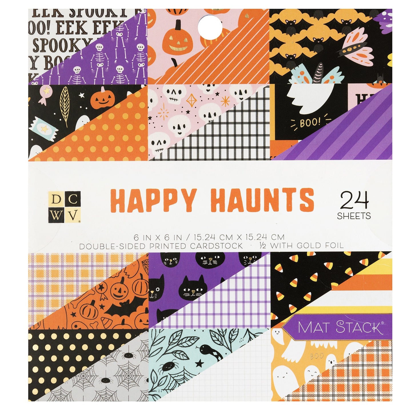 DCWV Double-Sided Cardstock Stack 6"X6" 24/Pkg-Happy Haunts, W/Copper Foil