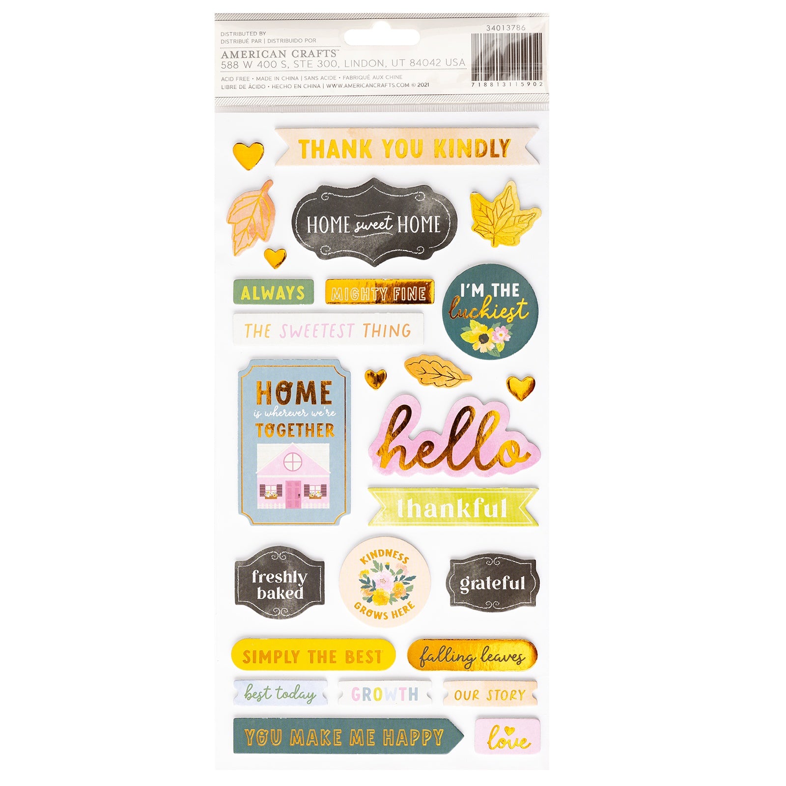 Thickers Paige Evans Garden Shoppe Best Today Phrase Stickers with Copper Foil