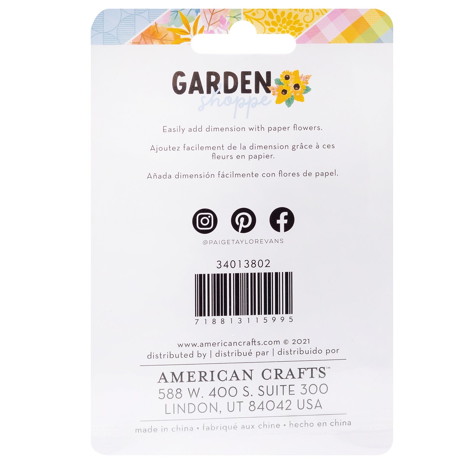 Paige Evans Garden Shoppe Dimensional Stickers - Butterflies, 6pcs