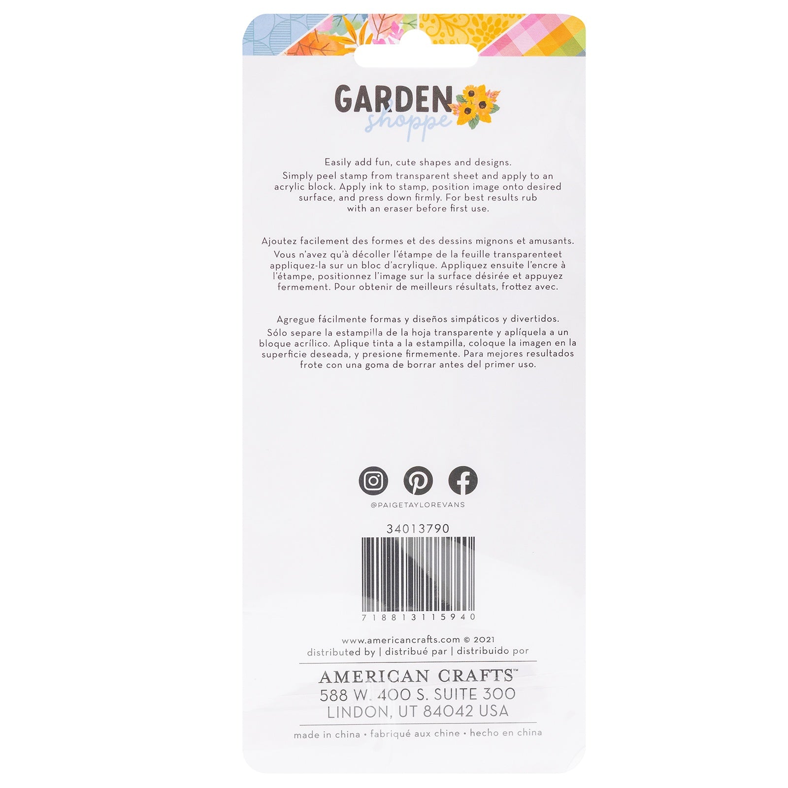 Paige Evans Garden Shoppe Clear Stamps 7 Pack