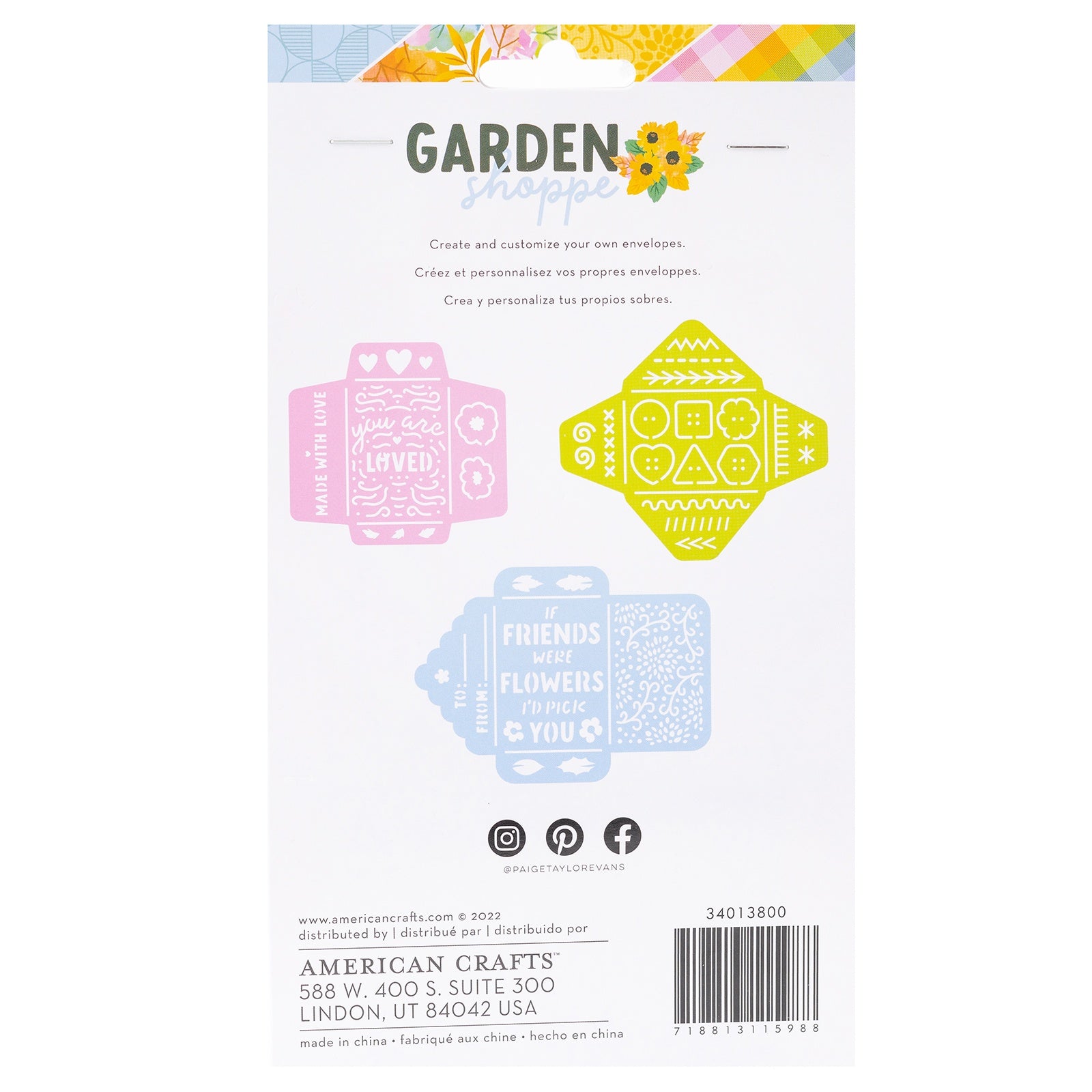 Paige Evans Garden Shoppe Mini Envelope Stencils-3/Pkg