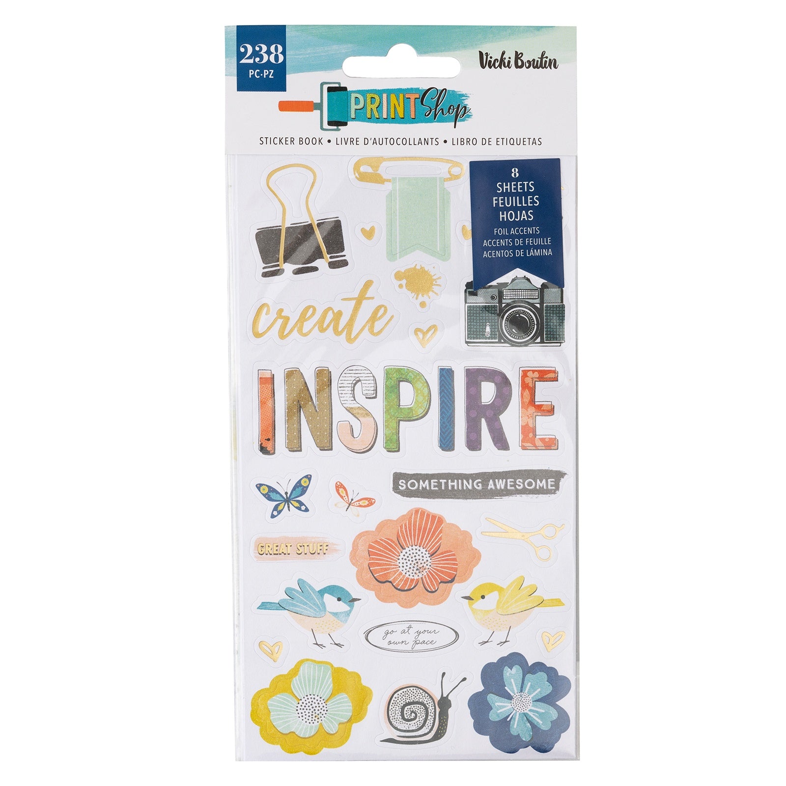 Vicki Boutin Print Shop Sticker Book-W/Gold Foil Accents 238/Pkg