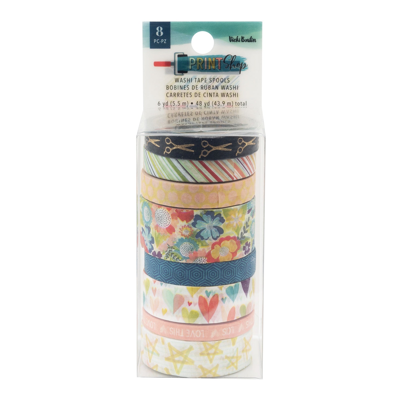 Baker Ross AX697 Pastel Washi Tape - Pack of 10, Sticky and Decorative for Card Craft, Scrapbooking and Arts and Crafts for Kids