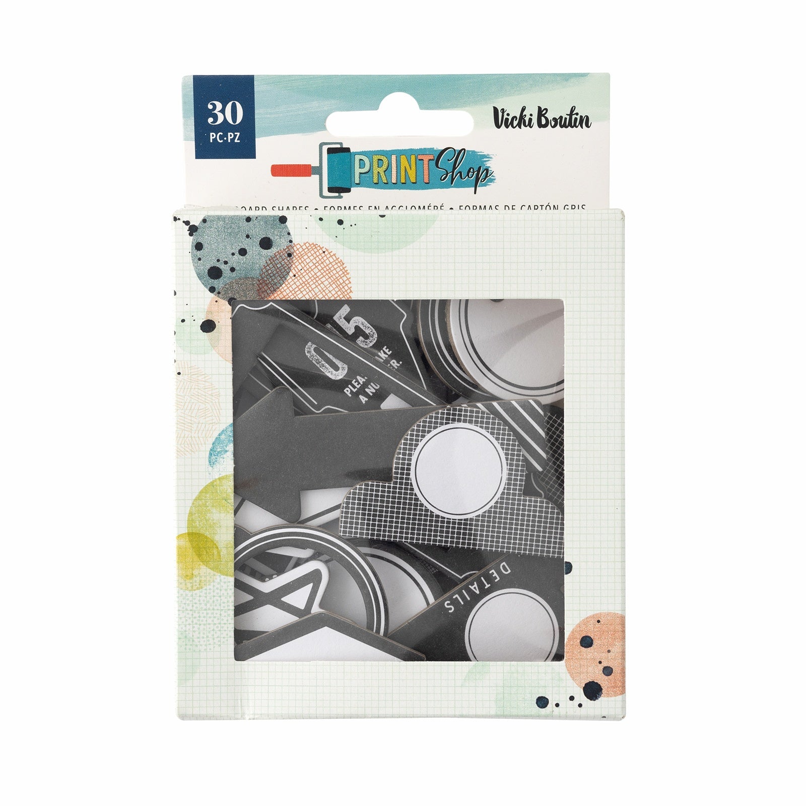 Vicki Boutin Print Shop Mixed Chipboard Shapes 30/Pkg