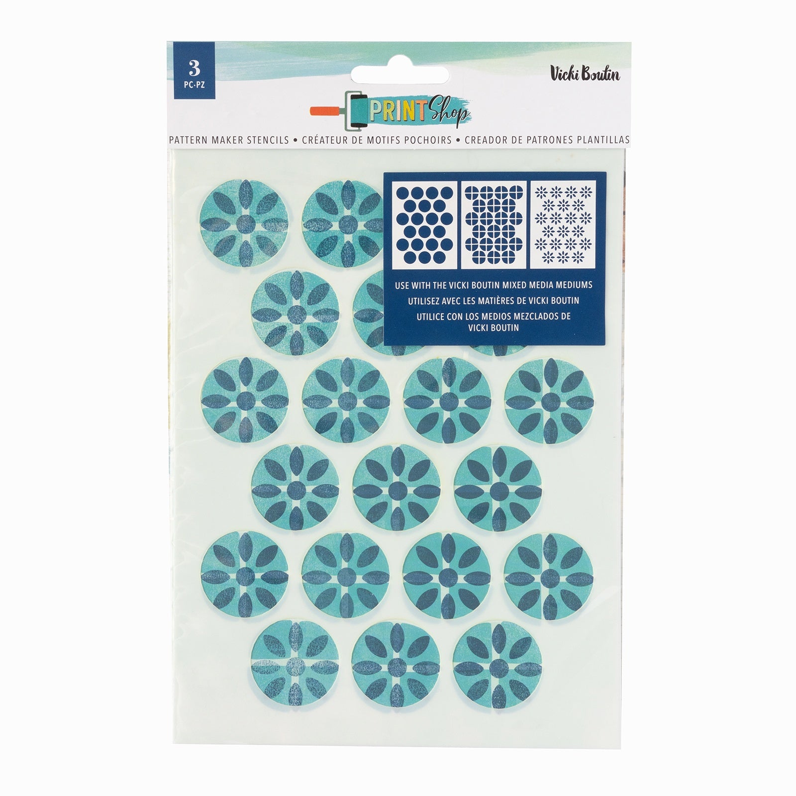 Vicki Boutin Print Shop Stencils 3 Pack-Pattern Maker