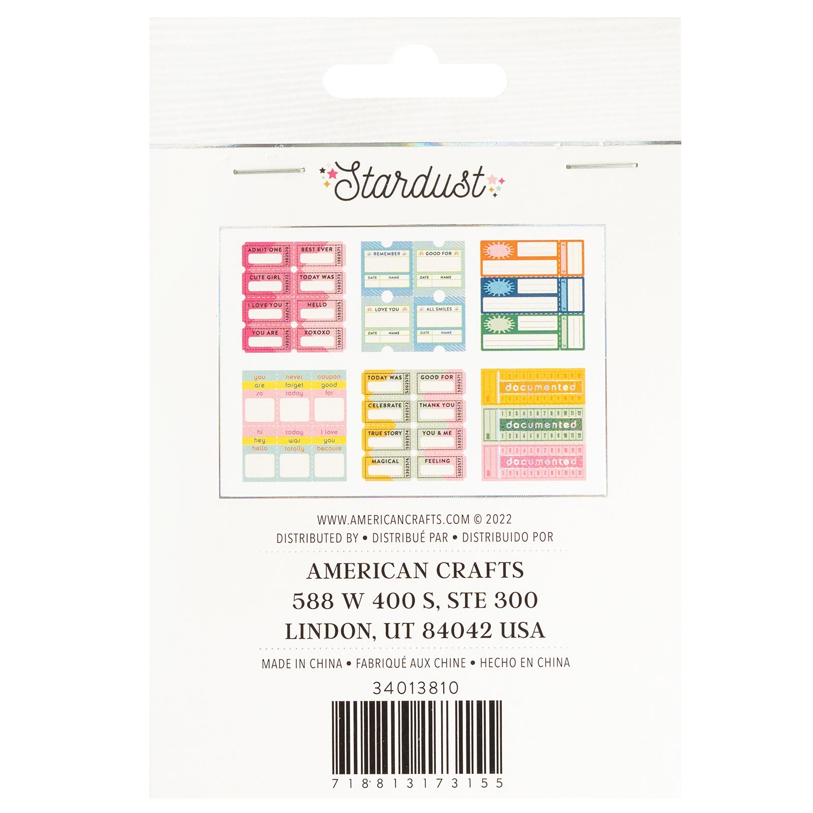 Jen Hadfield Stardust Ticket Book 6/Pkg-W/Silver Foil Accents