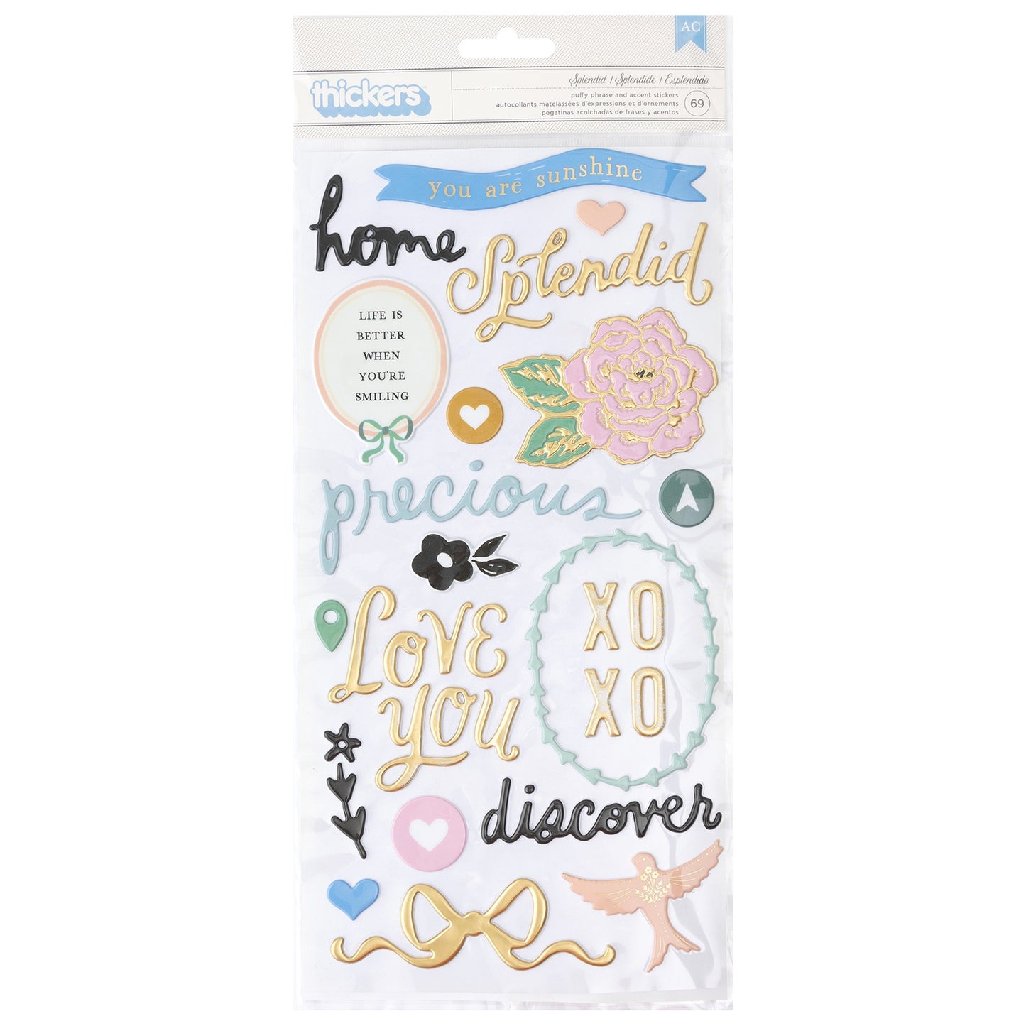 Maggie Holmes Parasol Thickers Stickers 69/Pkg-Splendid Phrase/Puffy