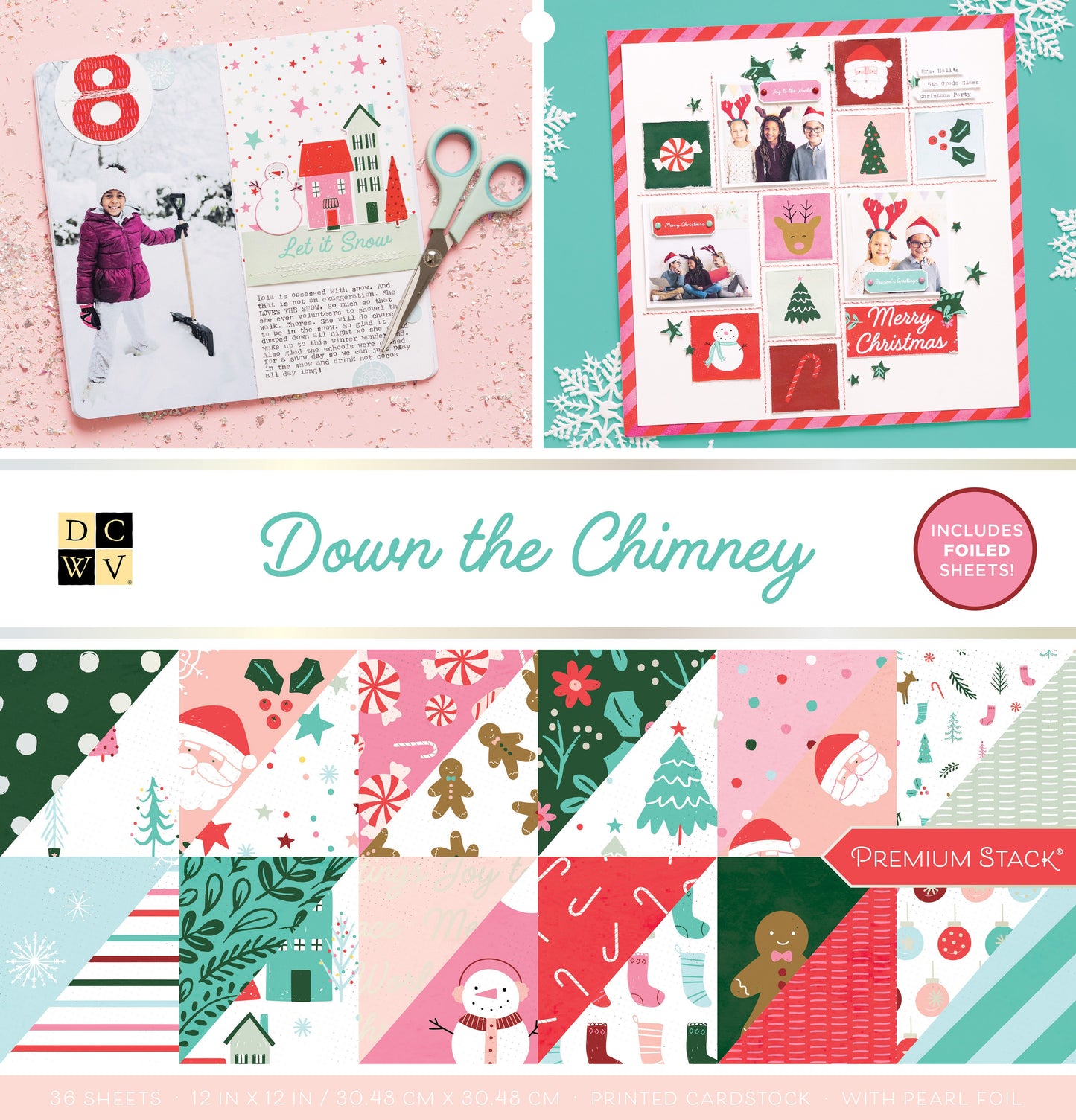 DCWV Double-Sided Cardstock Stack 12"X12" 36/Pkg-Down The Chimney, W/Pearl Foil