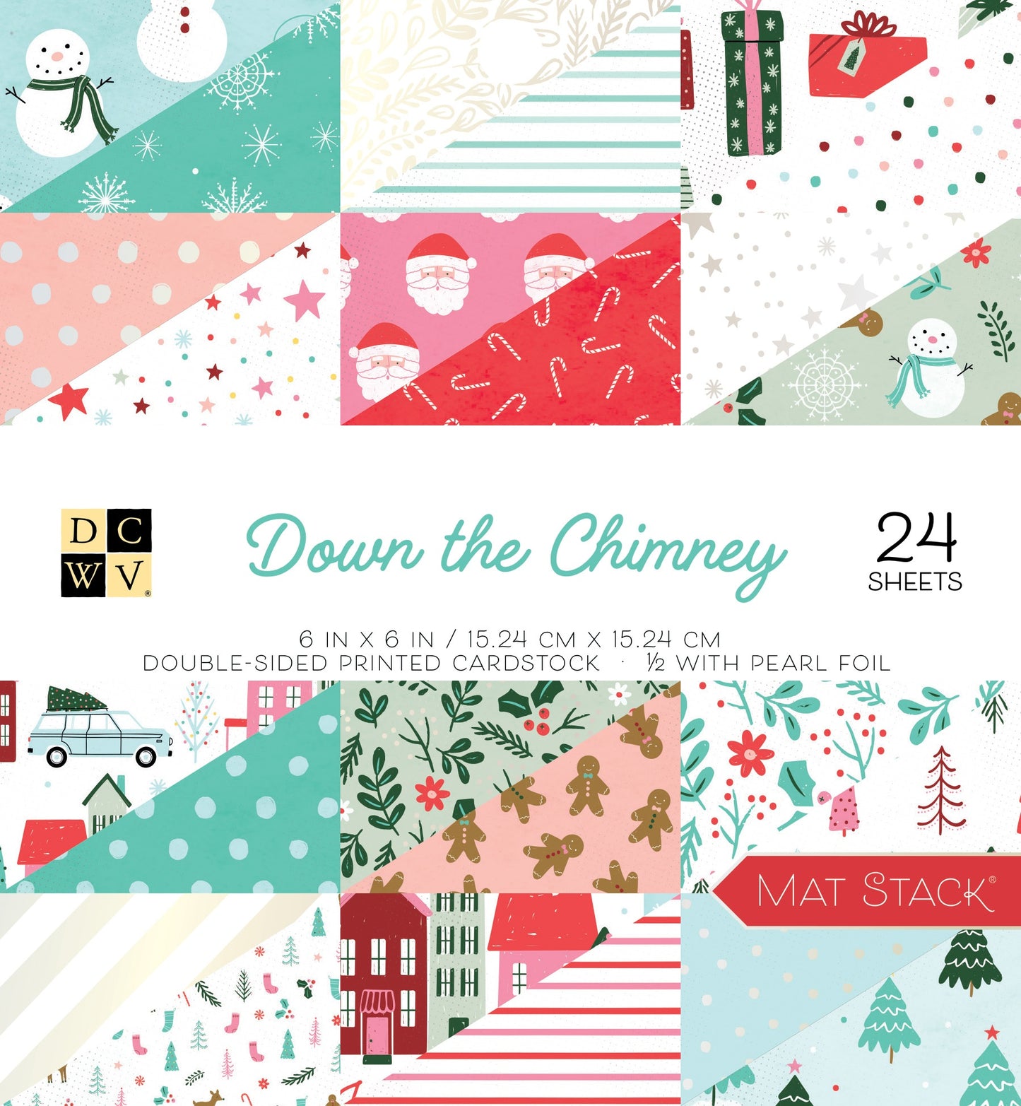 DCWV Double-Sided Cardstock Stack 6"X6" 24/Pkg-Down The Chimney, W/Pearl Foil