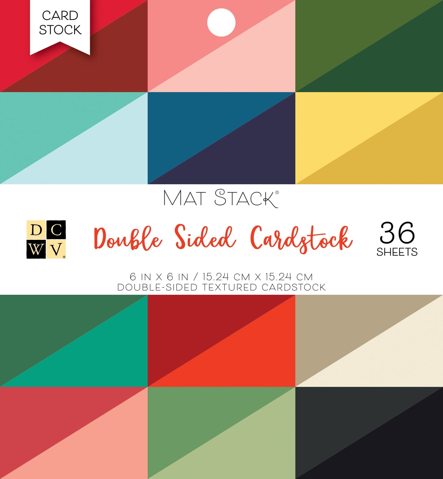 DCWV Double-Sided Cardstock Mat Stack 6"X6" 36/Pkg-Solid