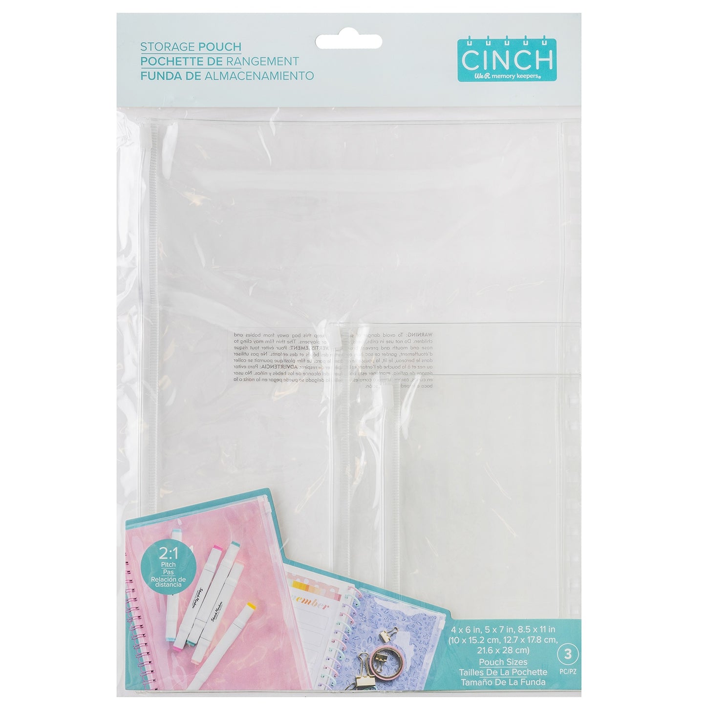We R Memory Keepers Cinch Stotage Pouch 3/Pkg