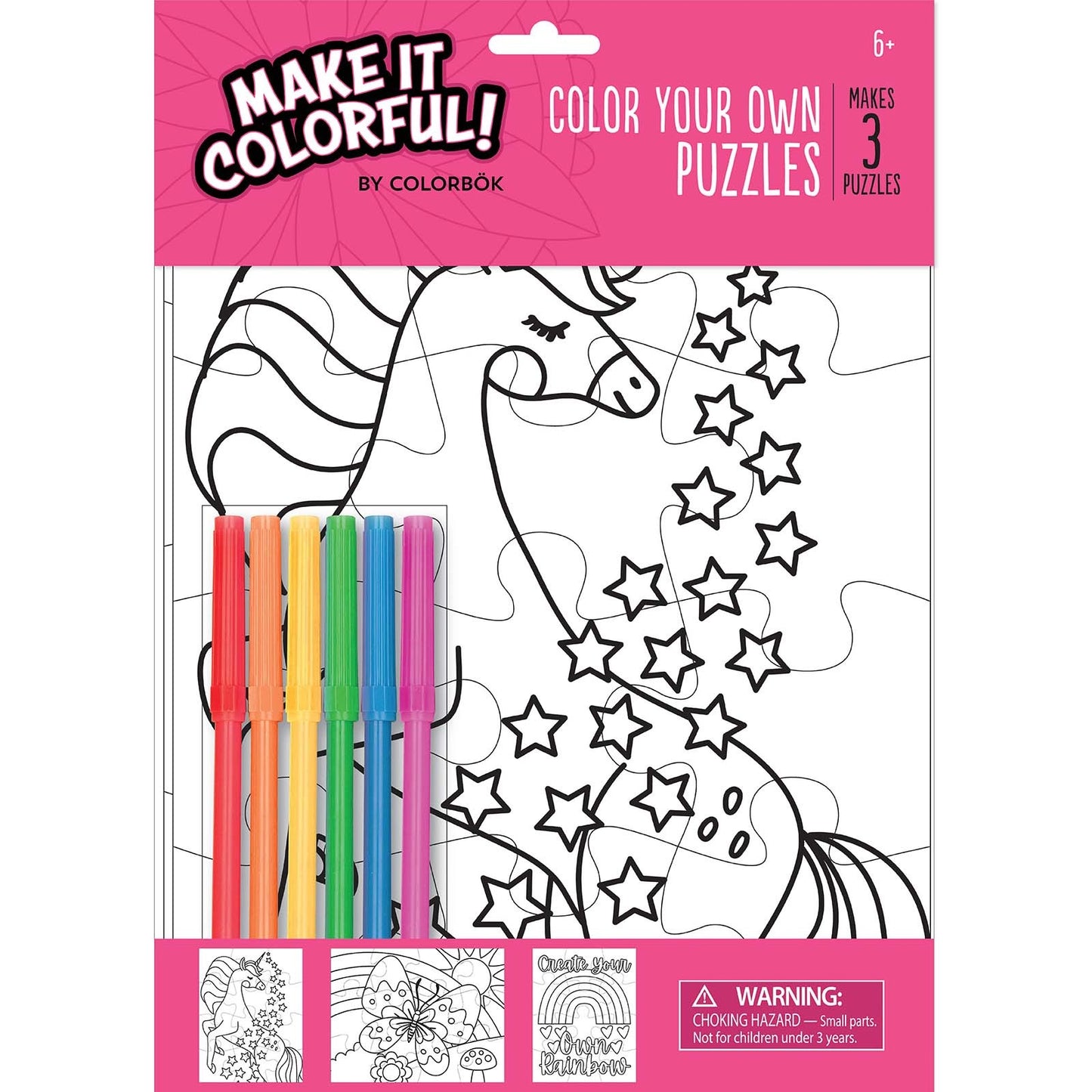 Colorbok Make It Colorful! Color Your Own PUzzles 3/Pkg-Fantasy