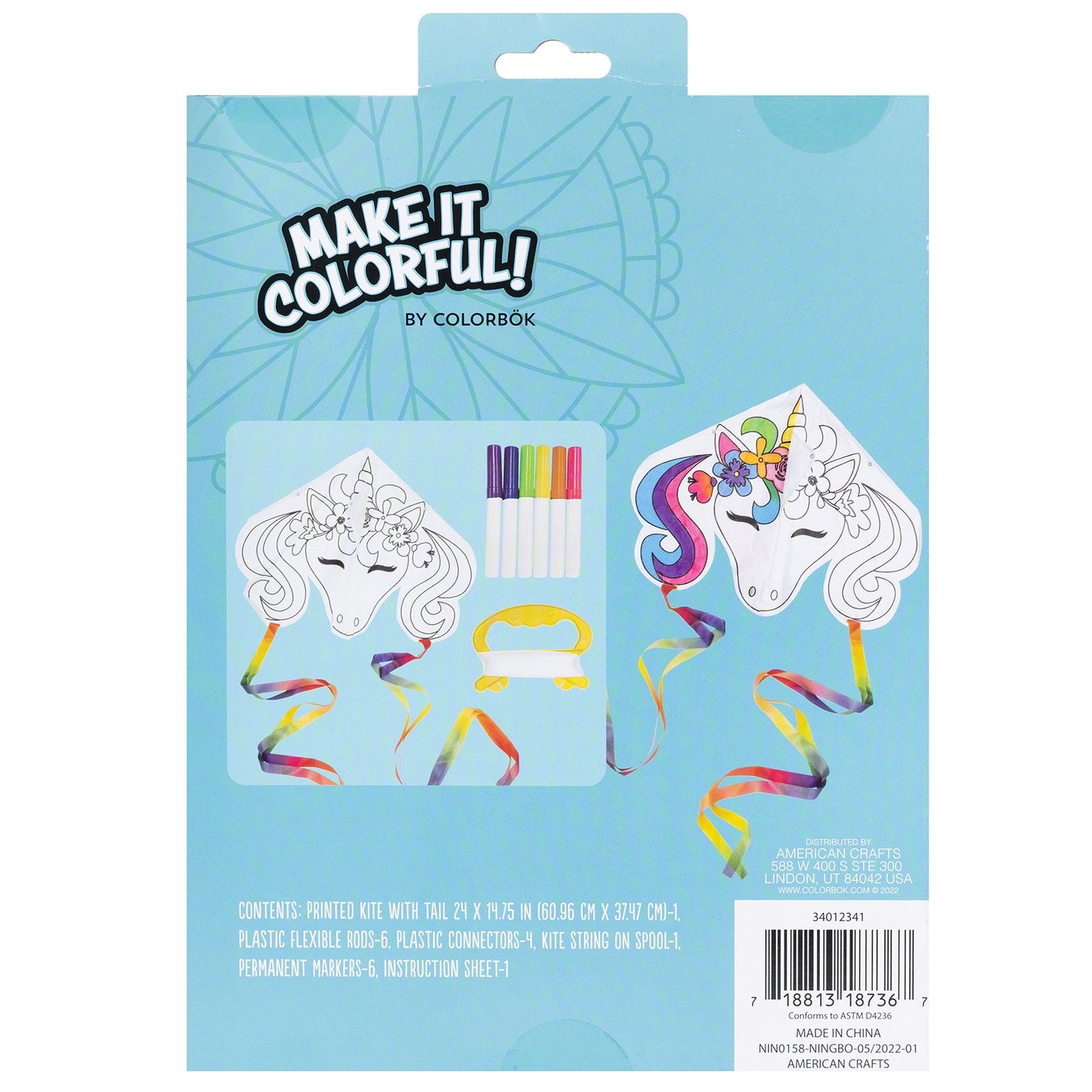 Colorbok Make It Colorful! Color Your Own Kite-Unicorn