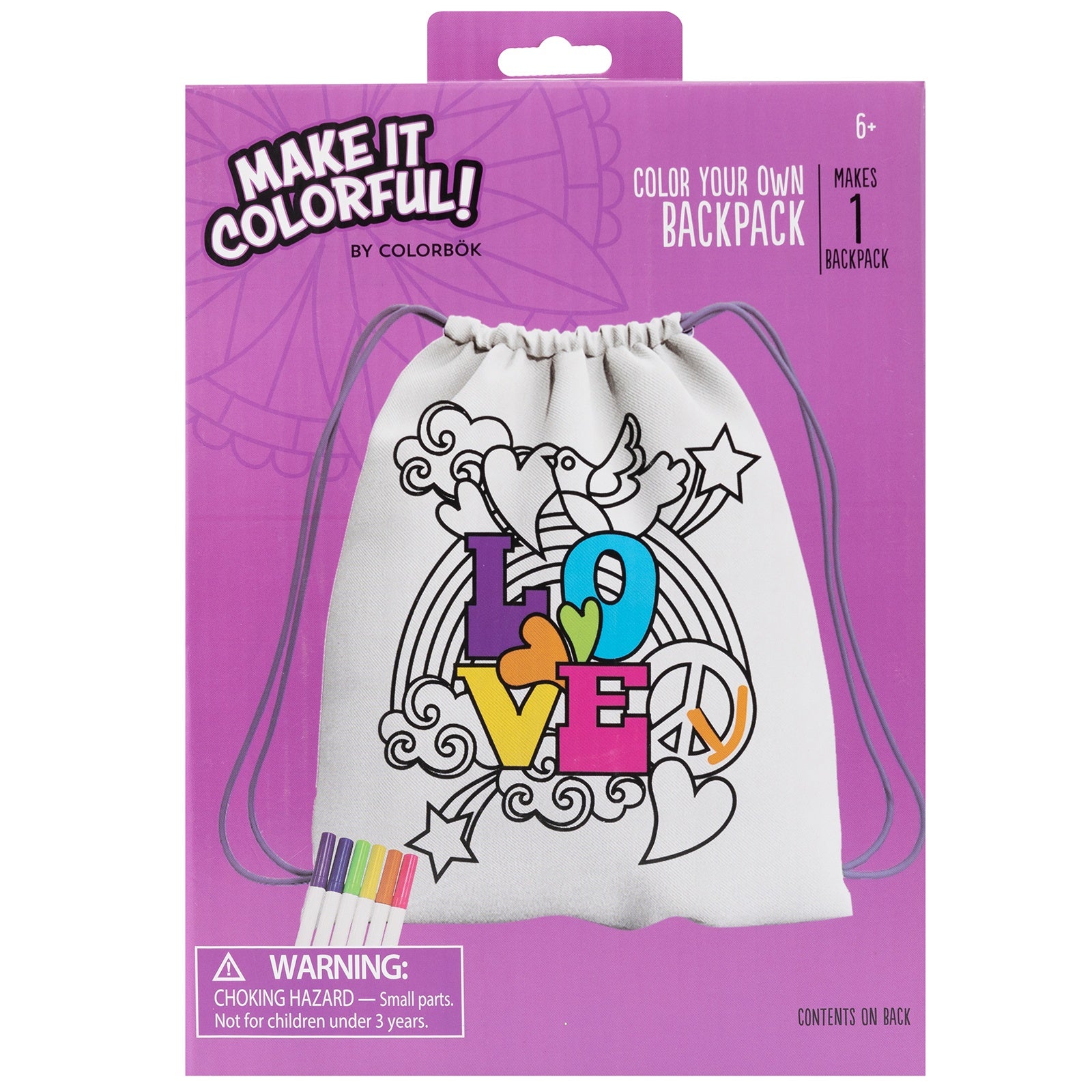 Make It Colorful! Color Your Own Groovy Cinch Sack Backpack