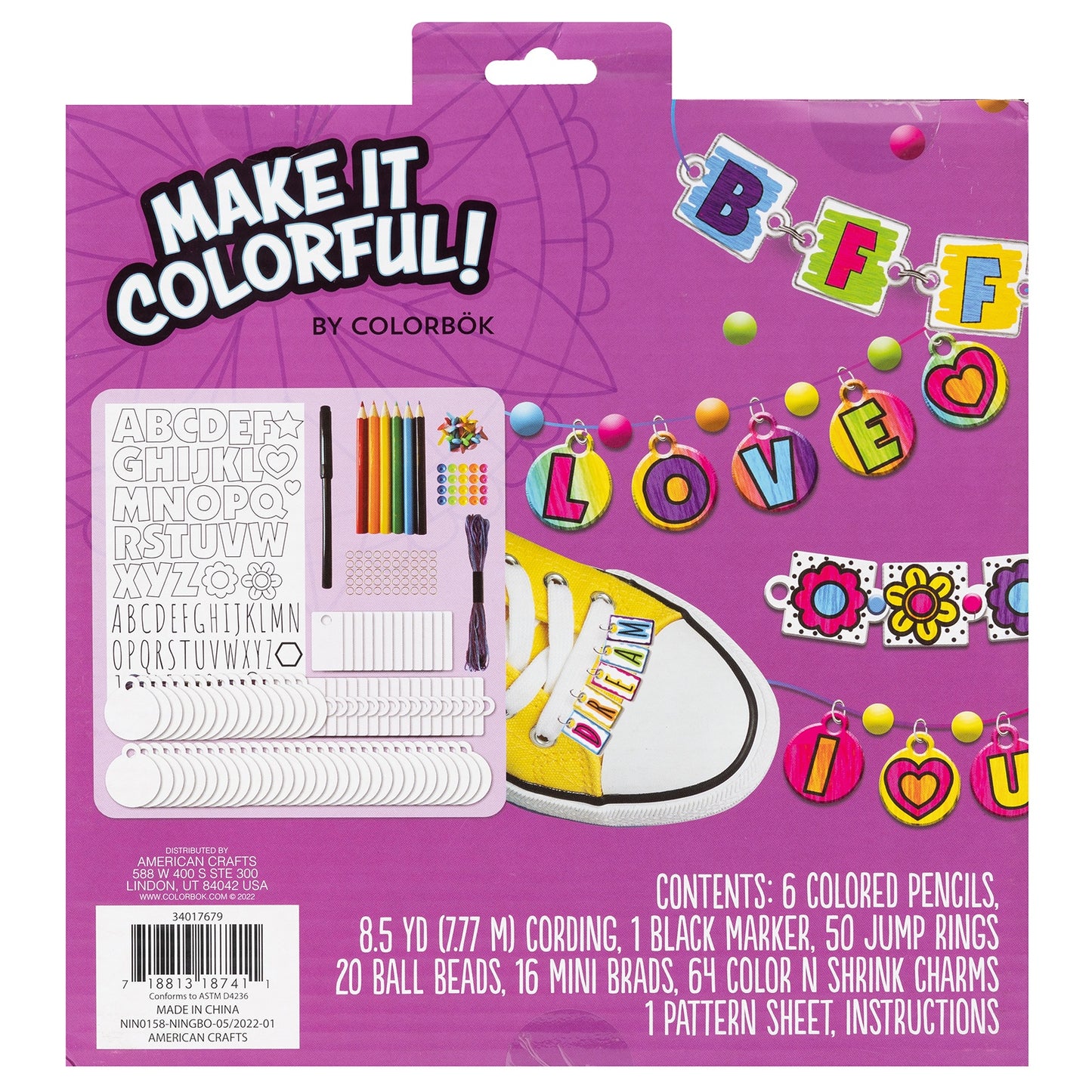 Colorbok Make It Colorful! Color And Shrink Kit-Alphabet Charms