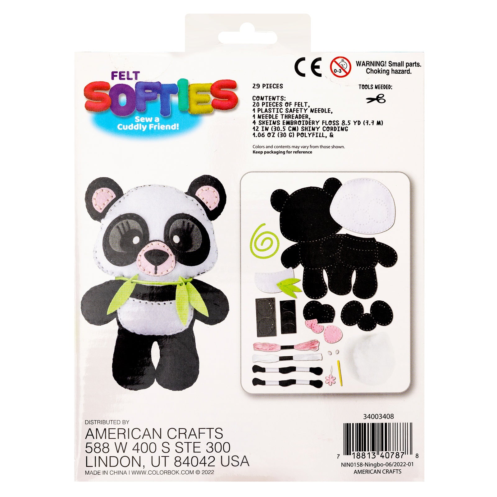 Colorbok Felt Softie Kit-Panda