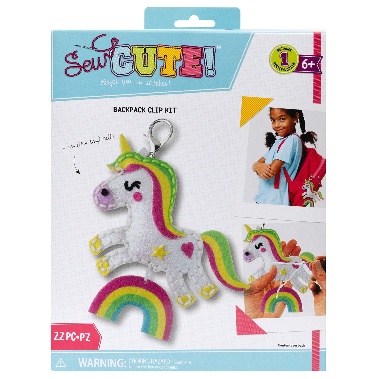 Sew Cute! Felt Unicorn and Rainbow Backpack Clip Kit