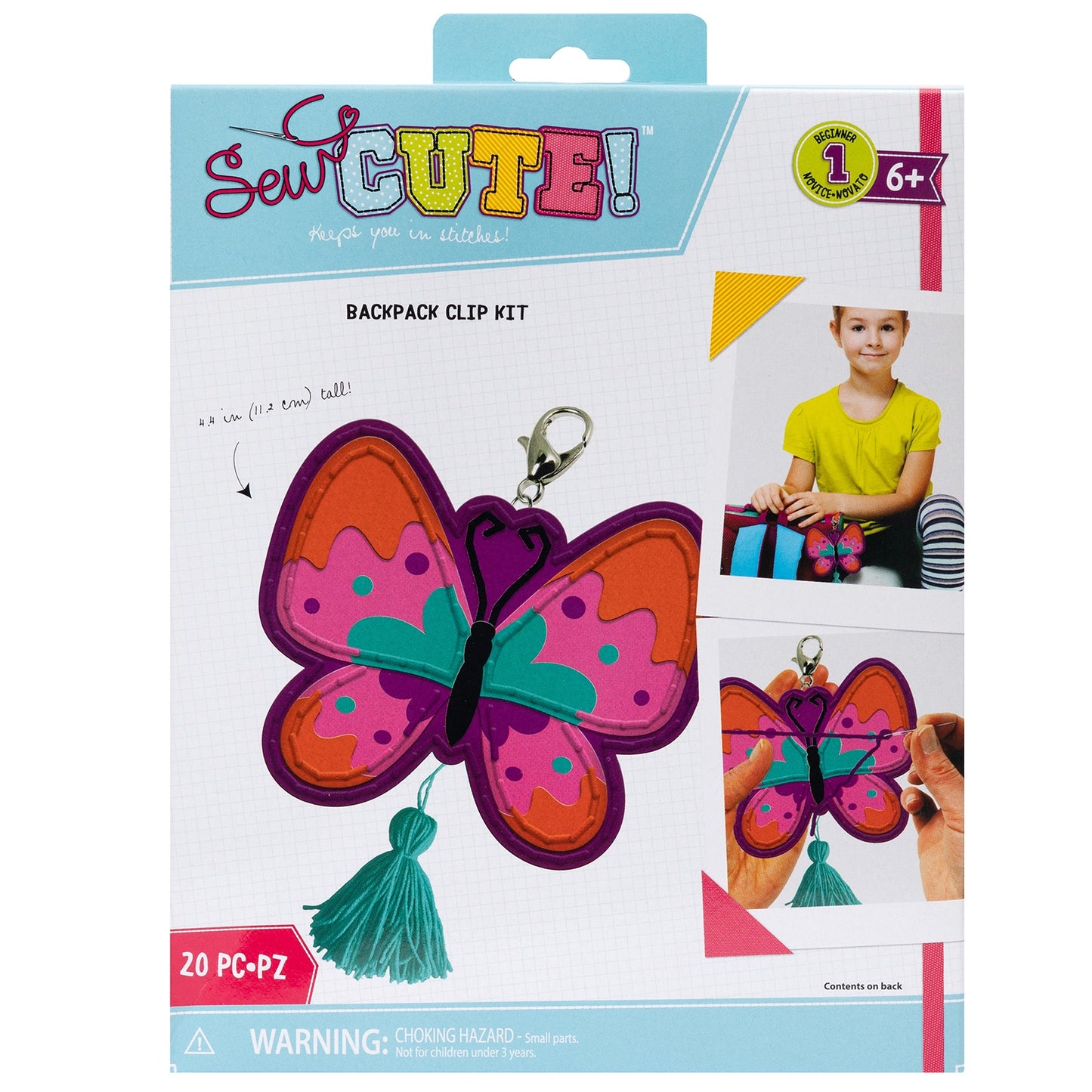 Colorbok Sew Cute Felt Backpack Clip-Butterfly Tassel