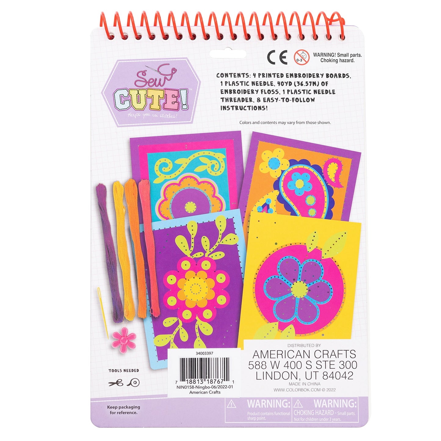 Colorbok Sew Cute! Em-Broad-Ery Kit-Flowers