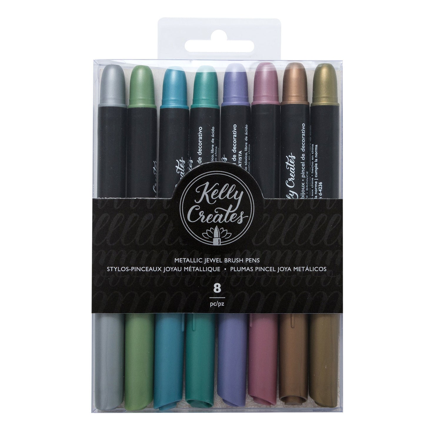 Kelly Creates Small Brush Pens 8/Pkg-Metallic Jewel